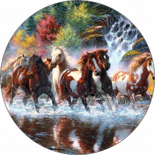 Essbares Papier Pferdeherde im Fluss 19,5 cm