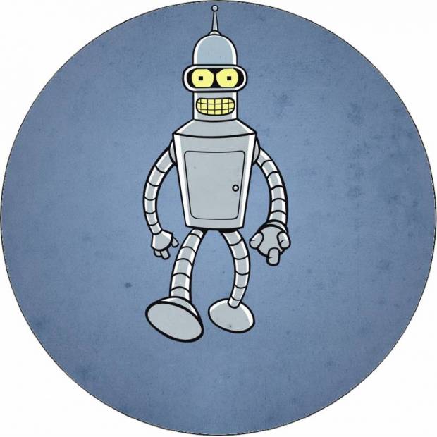 Futurama Bender essbares Papier auf grauem Hintergrund 19,5 cm