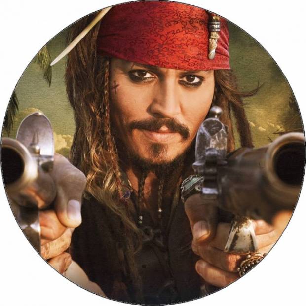 Essbares Papier Jack Sparrow mit Waffen 19,5 cm