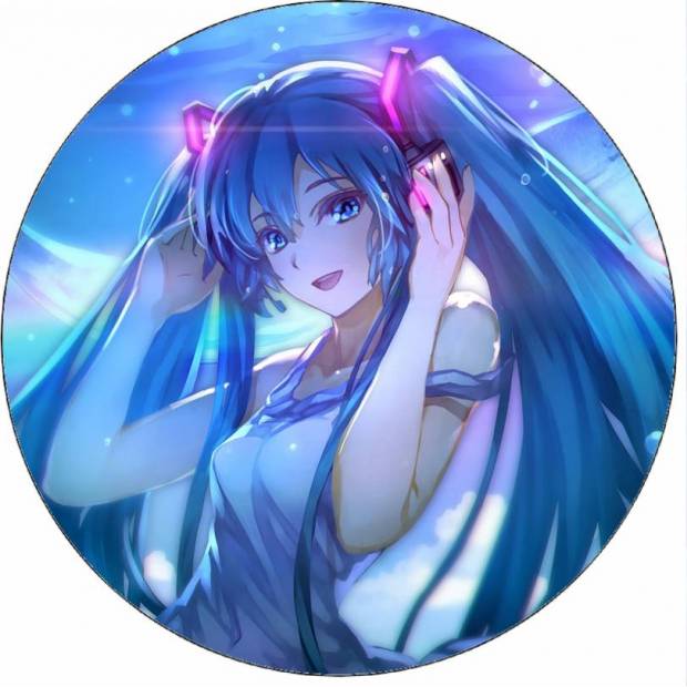 Essbares Papier Anime Mädchen mit blauen Haaren 19,5 cm