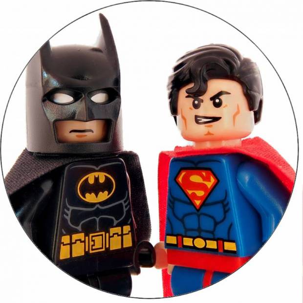 Lego Batman und Superman essbares Papier 19,5 cm