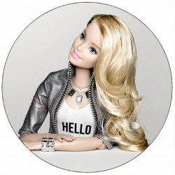 Essbares Papier Barbie grau Hintergrund 19,5 cm