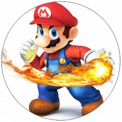 Essbares Papier Super Mario und Feuerball 19,5 cm