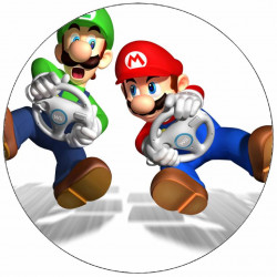 Essbares Papier Super Mario und Luigi springend 19,5 cm