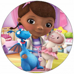 Essbares Papier Doktor Plüsch mit Schaf und Dinosaurier 19,5 cm