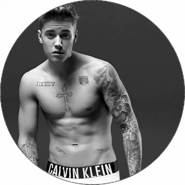 Essbares Papier Justin Bieber mit Tattoo 19,5 cm