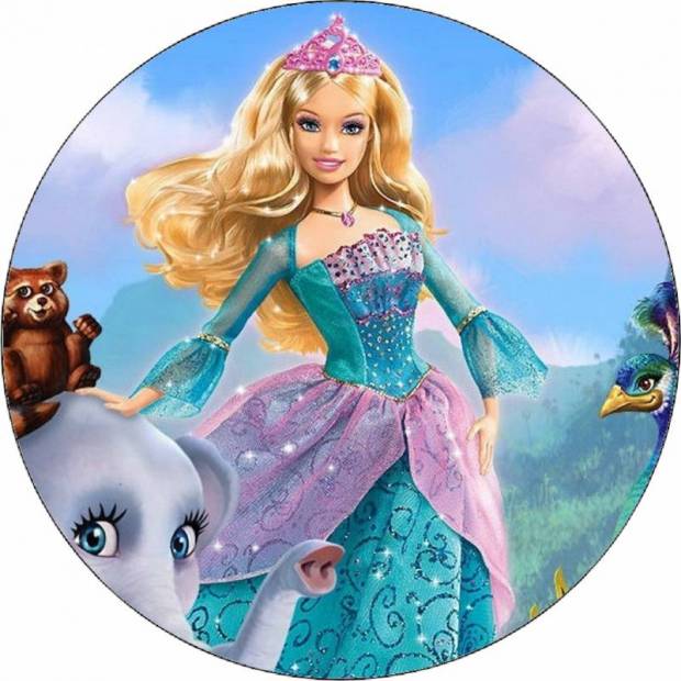 Essbares Papier Barbie und Elefant 19,5 cm