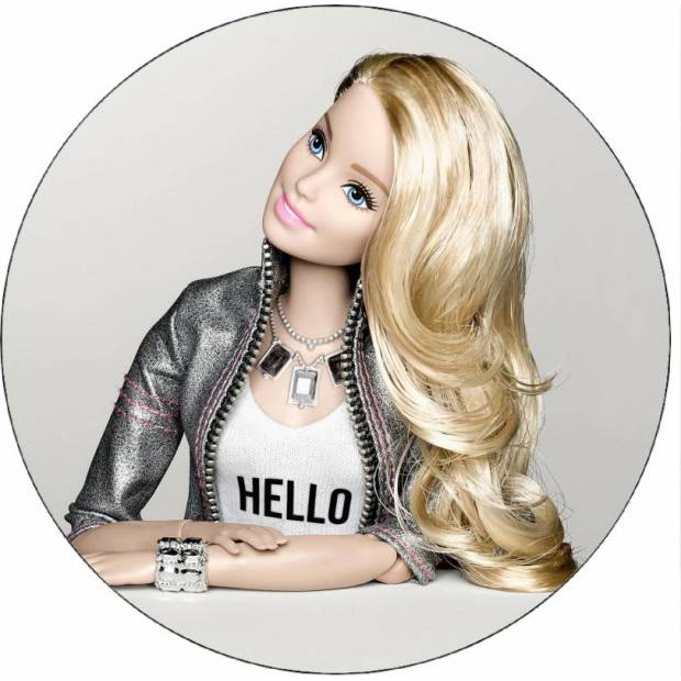 Essbares Papier Barbie grau Hintergrund 19,5 cm