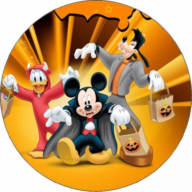 Essbares Papier Donald Duck, Mickey und Goofy Halloween 19,5 cm