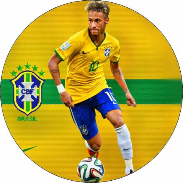 Essbares Papier Neymar mit brasilianischer Flagge 19,5 cm