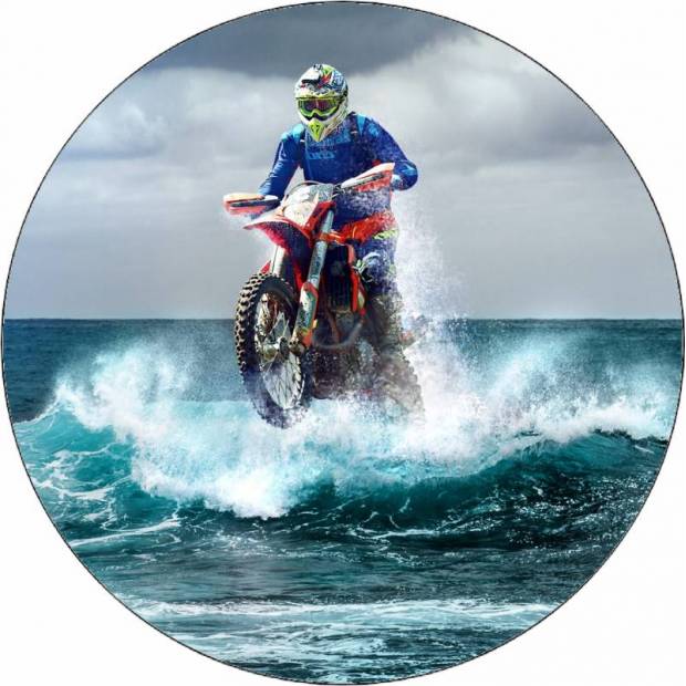 Essbares Papier Motocross auf Wasser 19,5 cm