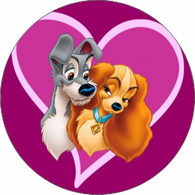 Essbares Papier Dame und Landstreicher Herz 19,5 cm