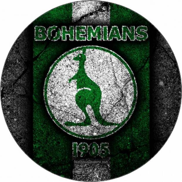 Essbares Papier Logo Bohemians 1905 schwarzer Hintergrund 19,5 cm