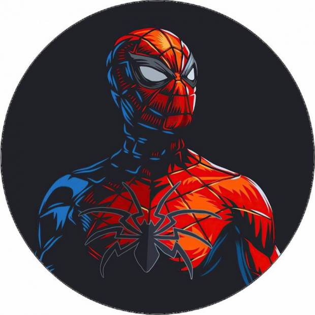 Essbare Papier-Silhouette von Spiderman auf schwarzem Hintergrund 19,5 cm