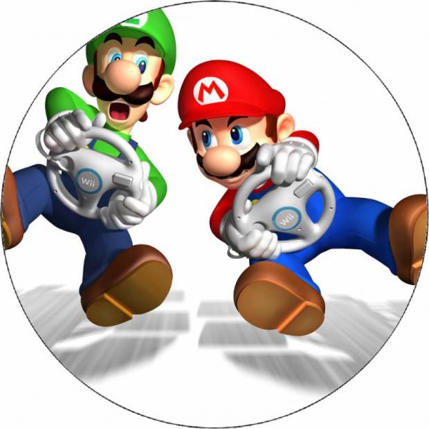 Essbares Papier Super Mario und Luigi springend 19,5 cm