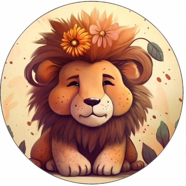 Essbarer Papierlöwe mit Blumen in der Mähne 19,5 cm