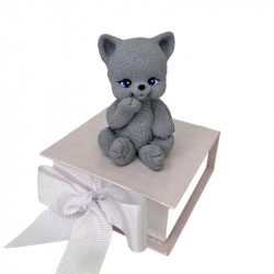 Schokoladenkatze grau sitzend 8cm