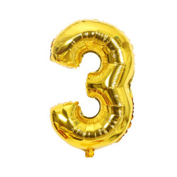 Luftballonfolie Nummer drei golden 102 cm