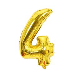 Folienballon Nummer vier, goldfarben, 102 cm