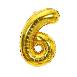 Folienballon Nummer sechs goldfarben 102 cm