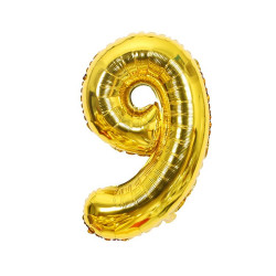 Luftballonfolie Nummer neun golden 102 cm
