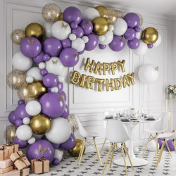 Ballonggirlande weiß-lila 131 Stück