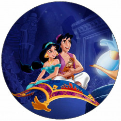 Essbares Papier Jasmin und Aladdin auf fliegendem Teppich 19,5 cm