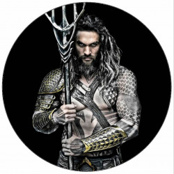 Essbares Papier Aquaman auf schwarzem Hintergrund 19,5 cm