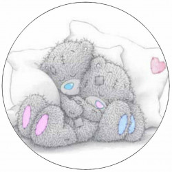 Essbares Papier niedlichen Teddybären auf Kissen 19,5 cm