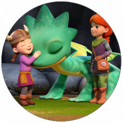 Essbares Papier Drachenretter Dak und Leyla mit Drache 19,5 cm