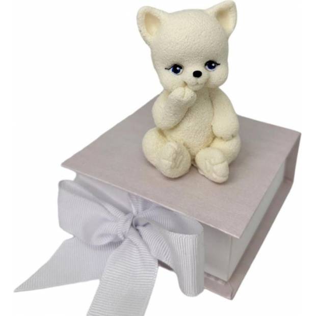 Schokoladenkatze weiß sitzend 8cm - K Decor