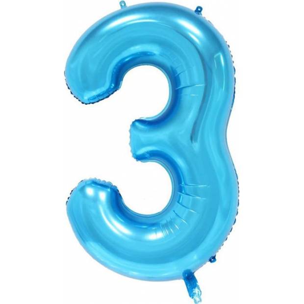 Luftballonfolie Nummer drei blau 102 cm