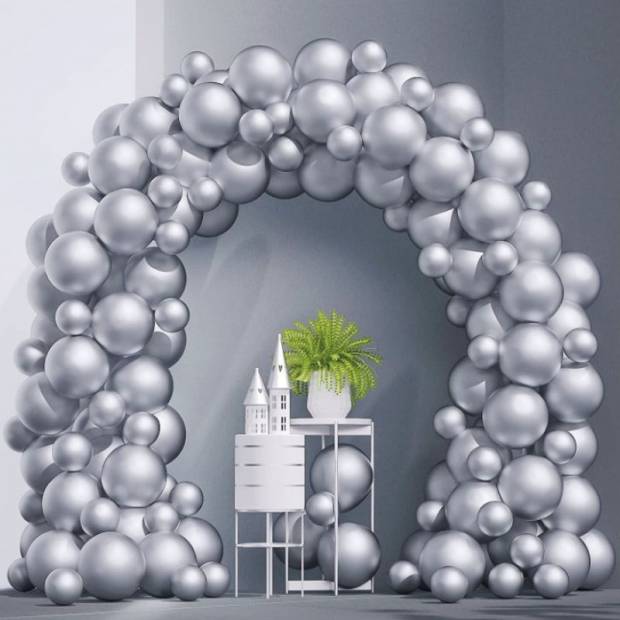 Luftballon-Girlanden-Tor silberfarben 70 Stück