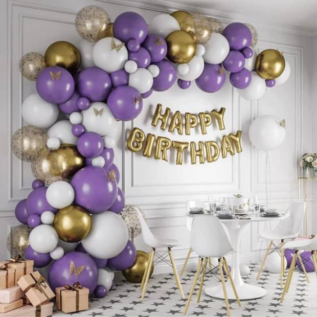 Ballonggirlande weiß-lila 131 Stück