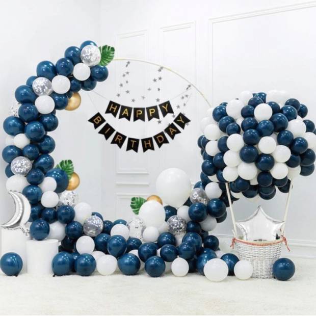 Ballonggirlande blau-weiß 43 Stück