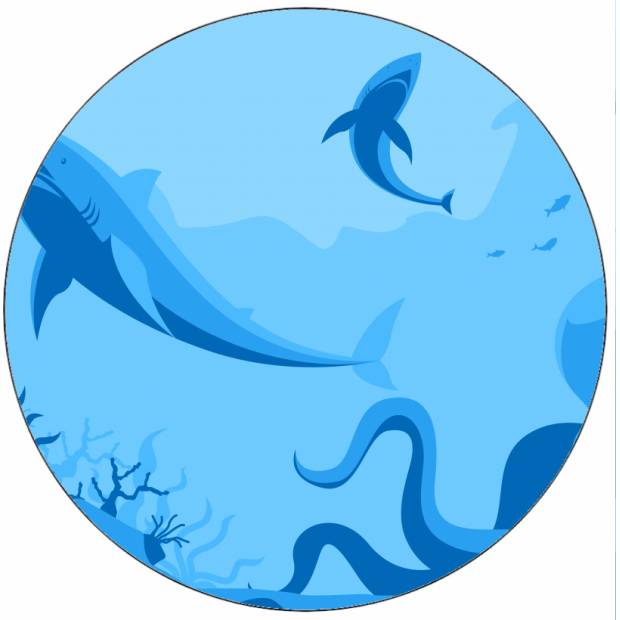 Essbare Papierhaie Illustration 19,5 cm