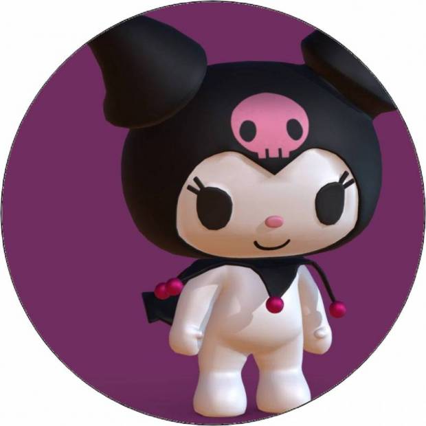 Essbares Papier Kuromi in Hut mit Totenkopf 19,5 cm