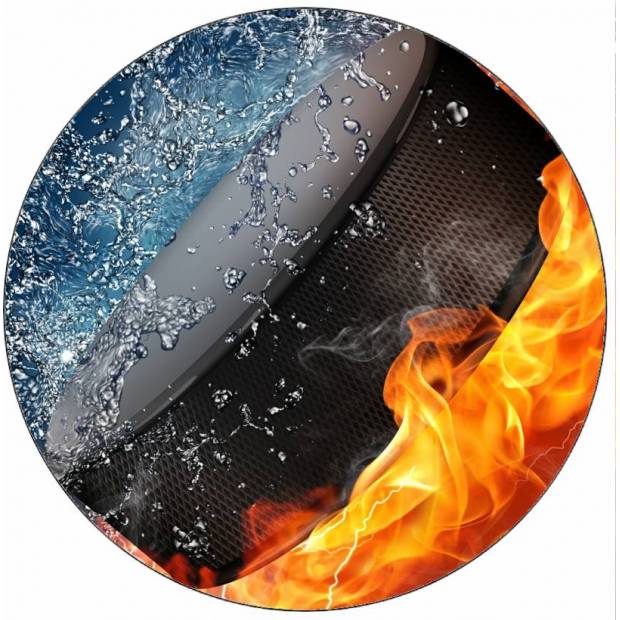 Essbarer Papier-Hockey-Puck in Flammen 19,5 cm