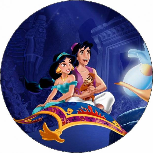 Essbares Papier Jasmin und Aladdin auf fliegendem Teppich 19,5 cm