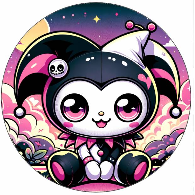 Essbares Papier Kuromi als Clown 19,5 cm