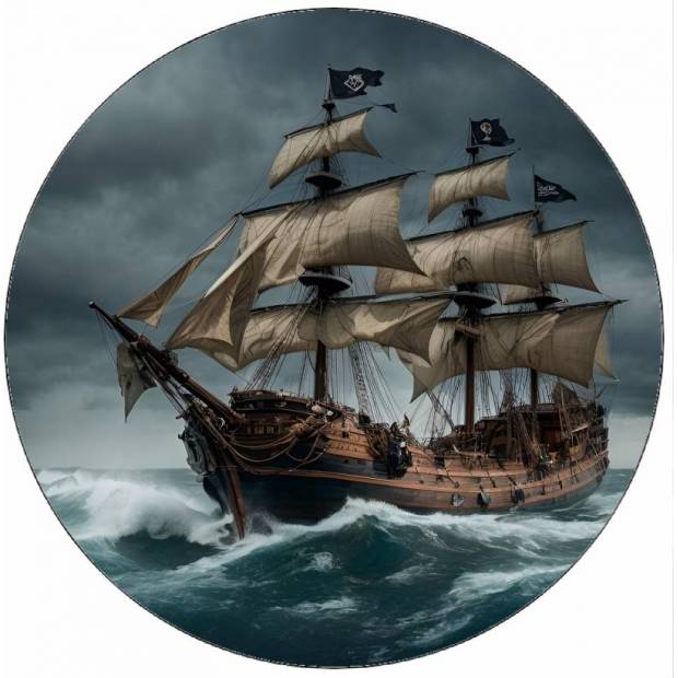 Essbares Papierschiff auf See im Sturm 19,5 cm