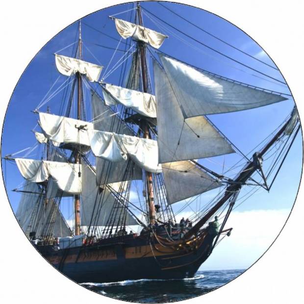 Essbares braunes Papierboot mit weißen Segeln 19,5 cm