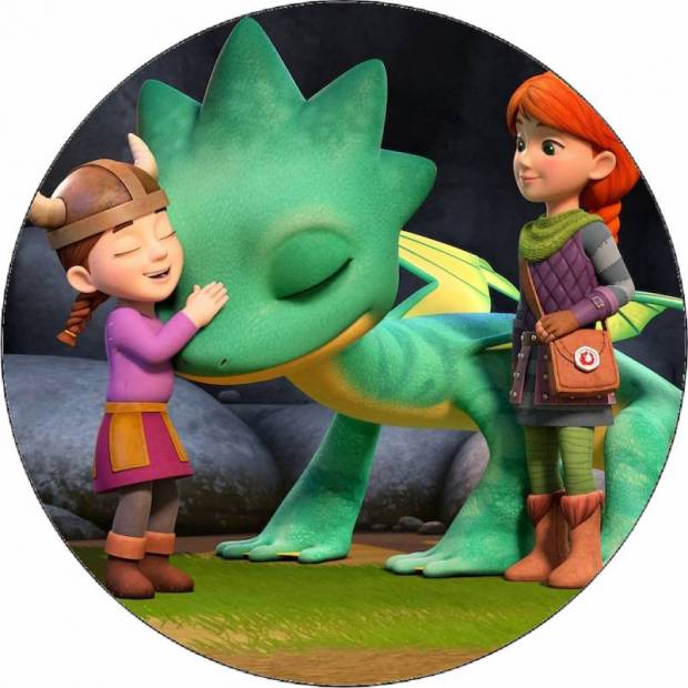 Essbares Papier Drachenretter Dak und Leyla mit Drache 19,5 cm