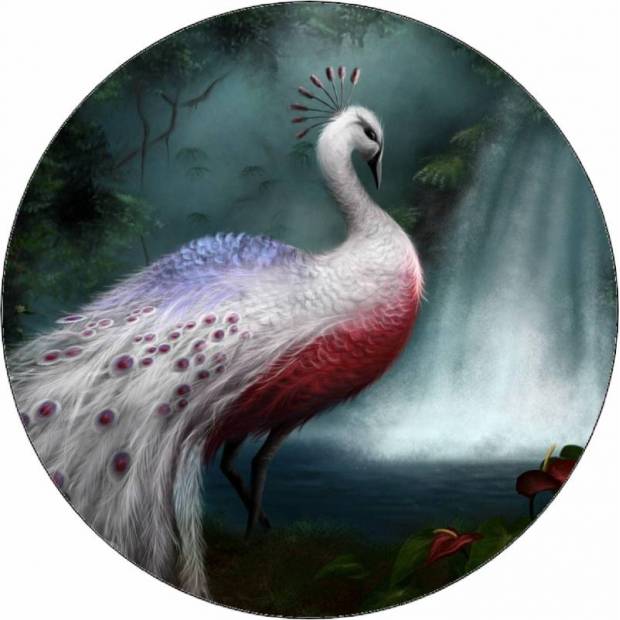 Essbares Papier weißer Pfau 19,5 cm