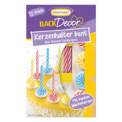 Zucker Kerzenhalter mit Kerzen, 12 Stück