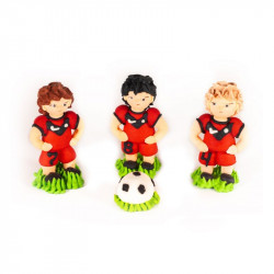 Zuckerfigur Fußballer rote 3 Stück und Schuhputzer - K Decor