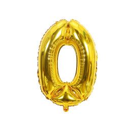 Luftballonfolie Nummer Null Goldfarben 102 cm