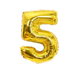 Luftballonfolie Nummer fünf golden 102 cm