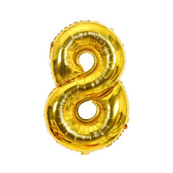 Folienballon Nummer acht goldfarben 102 cm