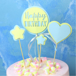 Stich ins Blaue-Herz Kuchen-Deko – Set